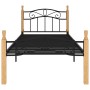 Estructura de cama madera maciza roble metal negro 100x200 cm de vidaXL, Camas y somieres - Ref: Foro24-324912, Precio: 89,72...