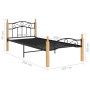 Estructura de cama madera maciza roble metal negro 100x200 cm de vidaXL, Camas y somieres - Ref: Foro24-324912, Precio: 89,72...