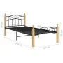 Solid oak wood bed frame black metal 100x200 cm by vidaXL, Beds and slatted bases - Ref: Foro24-324912, Price: 90,05 €, Disco...