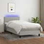 Box spring bed mattress and LED lights light gray fabric 100x200 cm by vidaXL, Beds and slatted bases - Ref: Foro24-3133293, ...