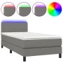 Box spring bed with mattress and LED dark gray fabric 100x200 cm by vidaXL, Beds and slatted bases - Ref: Foro24-3132974, Pri...