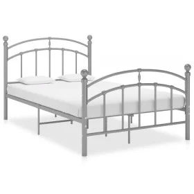Estructura de cama de metal gris 120x200 cm de vidaXL, Camas y somieres - Ref: Foro24-324975, Precio: 90,11 €, Descuento: %