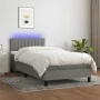 Box spring bed mattress and LED lights dark gray fabric 90x190 cm by vidaXL, Beds and slatted bases - Ref: Foro24-3133278, Pr...