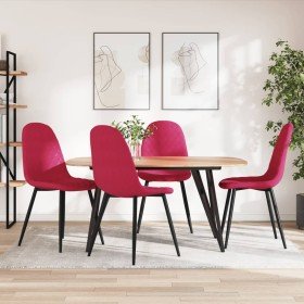Sillas de comedor 4 unidades terciopelo rojo tinto Sillas de comedor 4 unidades terciopelo rojo tinto