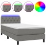 Box spring bed mattress and LED lights dark gray fabric 80x200 cm by vidaXL, Beds and slatted bases - Ref: Foro24-3133350, Pr...