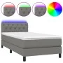 Box spring bed mattress and LED lights dark gray fabric 80x200 cm by vidaXL, Beds and slatted bases - Ref: Foro24-3133350, Pr...