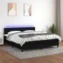 Box spring bed mattress and LED lights black fabric 160x200 cm by vidaXL, Beds and slatted bases - Ref: Foro24-3133327, Price...