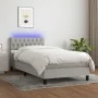 Box spring bed mattress and LED lights light gray fabric 100x200 cm by vidaXL, Beds and slatted bases - Ref: Foro24-3133373, ...