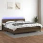 Box spring bed mattress LED lights dark brown fabric 200x200 cm by vidaXL, Beds and slatted bases - Ref: Foro24-3133104, Pric...