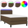 Box spring bed mattress and LED lights dark brown fabric 90x200cm by vidaXL, Beds and slatted bases - Ref: Foro24-3133368, Pr...