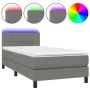 Box spring bed mattress and LED lights dark gray fabric 100x200 cm by vidaXL, Beds and slatted bases - Ref: Foro24-3133134, P...