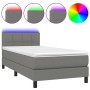 Boxspringbettmatratze und LED-Leuchten dunkelgrauer Stoff 100x200 cm von vidaXL, Betten und Lattenroste - Ref: Foro24-3133134...