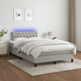 Box spring bed with fabric mattress and light gray LED 120x200 cm by vidaXL, Beds and slatted bases - Ref: Foro24-3133381, Pr...
