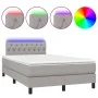 Box spring bed with fabric mattress and light gray LED 120x200 cm by vidaXL, Beds and slatted bases - Ref: Foro24-3133381, Pr...