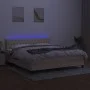 Box spring bed mattress and LED lights cream fabric 160x200 cm by vidaXL, Beds and slatted bases - Ref: Foro24-3133410, Price...
