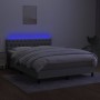 Box spring bed mattress and LED lights light gray fabric 140x200 cm by vidaXL, Beds and slatted bases - Ref: Foro24-3133397, ...