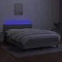 Box spring bed mattress and LED lights light gray fabric 140x200 cm by vidaXL, Beds and slatted bases - Ref: Foro24-3133397, ...