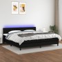 Cama box spring colchón y luces LED tela negro 200x200 cm