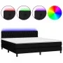 Box spring bed mattress and LED lights black fabric 180x200 cm by vidaXL, Beds and slatted bases - Ref: Foro24-3133415, Price...