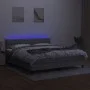 Box spring bed mattress and LED lights light gray fabric 160x200 cm by vidaXL, Beds and slatted bases - Ref: Foro24-3133405, ...