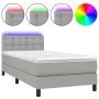 Box spring bed mattress and LED lights light gray fabric 100x200 cm by vidaXL, Beds and slatted bases - Ref: Foro24-3133453, ...