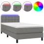 Box spring bed mattress and LED lights dark gray fabric 90x190 cm by vidaXL, Beds and slatted bases - Ref: Foro24-3133438, Pr...