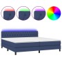 Box spring bed mattress and LED lights blue fabric 200x200 cm by vidaXL, Beds and slatted bases - Ref: Foro24-3133427, Price:...