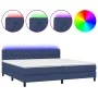 Box spring bed mattress and LED lights blue fabric 200x200 cm by vidaXL, Beds and slatted bases - Ref: Foro24-3133427, Price:...