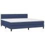 Box spring bed mattress and LED lights blue fabric 200x200 cm by vidaXL, Beds and slatted bases - Ref: Foro24-3133427, Price:...
