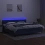 Box spring bed mattress and LED lights blue fabric 200x200 cm by vidaXL, Beds and slatted bases - Ref: Foro24-3133427, Price:...