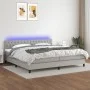 Cama box spring con colchón tela y LED gris claro 200x200 cm de vidaXL, Camas y somieres - Ref: Foro24-3133421, Precio: 592,8...