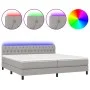 Box spring bed with fabric mattress and light gray LED 200x200 cm by vidaXL, Beds and slatted bases - Ref: Foro24-3133421, Pr...