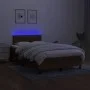 Box spring bed with mattress and LED dark brown fabric 120x200 cm by vidaXL, Beds and slatted bases - Ref: Foro24-3133224, Pr...
