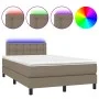 Box spring bed with mattress and LED taupe gray fabric 120x200 cm by vidaXL, Beds and slatted bases - Ref: Foro24-3133465, Pr...