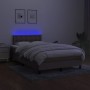 Box spring bed with mattress and LED taupe gray fabric 120x200 cm by vidaXL, Beds and slatted bases - Ref: Foro24-3133465, Pr...