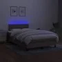 Box spring bed with mattress and LED taupe gray fabric 120x200 cm by vidaXL, Beds and slatted bases - Ref: Foro24-3133465, Pr...
