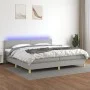 Cama box spring con colchón tela y LED gris claro 200x200 cm de vidaXL, Camas y somieres - Ref: Foro24-3133581, Precio: 573,2...