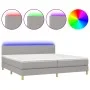 Box spring bed with fabric mattress and light gray LED 200x200 cm by vidaXL, Beds and slatted bases - Ref: Foro24-3133581, Pr...
