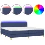 Box spring bed with mattress and LED blue fabric 200x200 cm by vidaXL, Beds and slatted bases - Ref: Foro24-3133587, Price: 5...