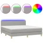 Box spring bed with fabric mattress and light gray LED 180x200 cm by vidaXL, Beds and slatted bases - Ref: Foro24-3133573, Pr...