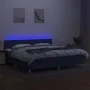 Box spring bed with mattress and LED blue fabric 200x200 cm by vidaXL, Beds and slatted bases - Ref: Foro24-3133587, Price: 5...