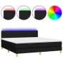 Box spring bed with LED mattress black fabric 180x200 cm by vidaXL, Beds and slatted bases - Ref: Foro24-3133575, Price: 551,...