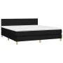 Box spring bed with LED mattress black fabric 180x200 cm by vidaXL, Beds and slatted bases - Ref: Foro24-3133575, Price: 551,...