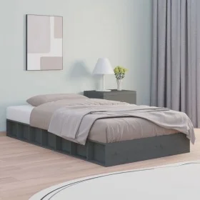 Small gray solid wood single bed frame 75x190 cm by vidaXL, Beds and slatted bases - Ref: Foro24-820698, Price: 134,24 €, Dis...