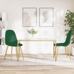 Sillas de comedor 2 unidades terciopelo verde oscuro Sillas de comedor 2 unidades terciopelo verde oscuro