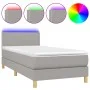Box spring bed with fabric mattress and light gray LED 100x200 cm by vidaXL, Beds and slatted bases - Ref: Foro24-3133613, Pr...