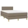 Box spring bed with mattress and LED taupe gray fabric 120x200 cm by vidaXL, Beds and slatted bases - Ref: Foro24-3133625, Pr...