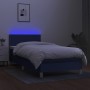 Box spring bed with mattress and LED blue fabric 100x200 cm by vidaXL, Beds and slatted bases - Ref: Foro24-3133619, Price: 3...