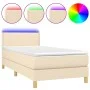 Boxspringbett mit Matratze und LED-Cremestoff 100x200 cm von vidaXL, Betten und Lattenroste - Ref: Foro24-3133618, Preis: 296...