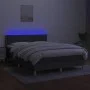 Box spring bed mattress and LED lights dark gray fabric 140x200 cm by vidaXL, Beds and slatted bases - Ref: Foro24-3133638, P...